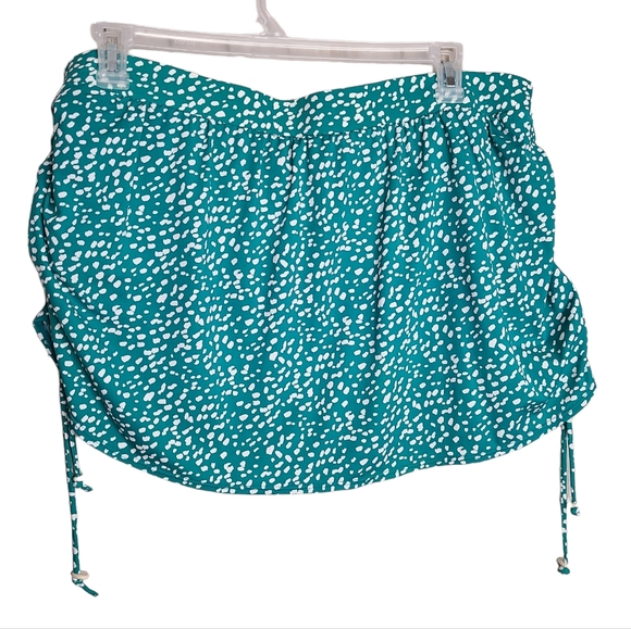 Swim by Cacique Green White Ditsy Dot Swimsuit Skirt Bottoms Plus Size 22 - Picture 2 of 11